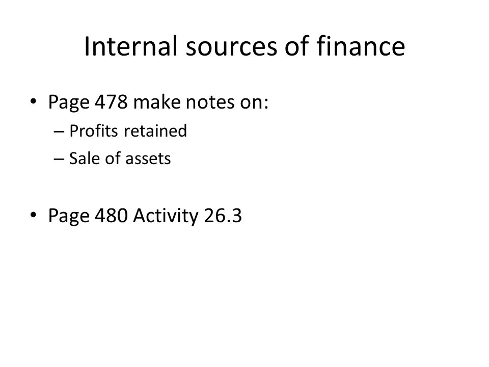 Internal sources of finance