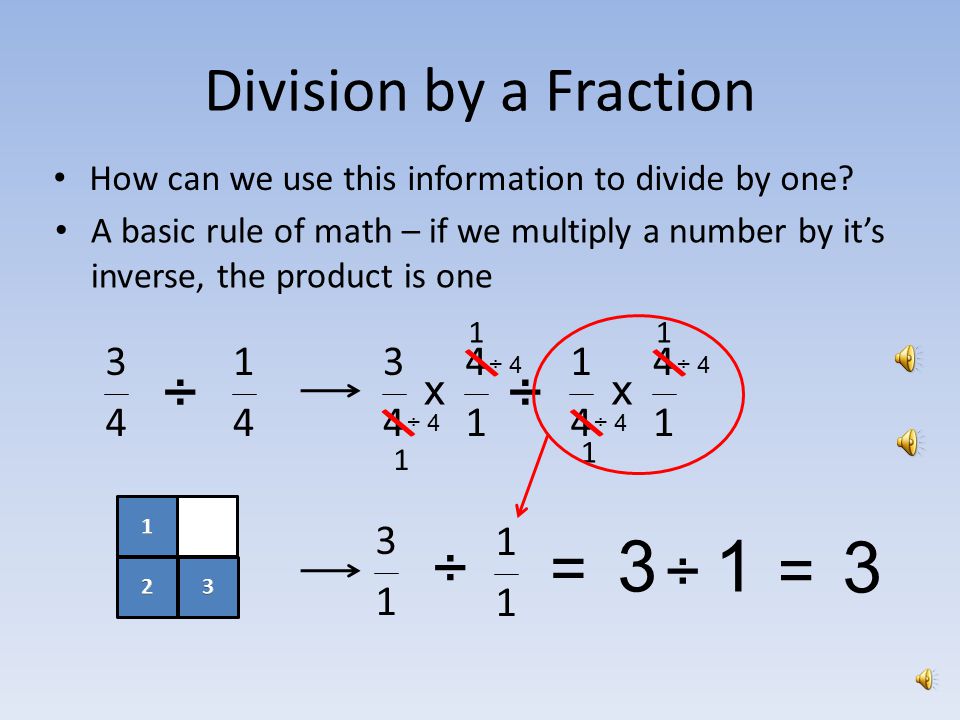 3 1 3 Division by a Fraction ÷ ÷ ÷ = ÷ = \ \ x