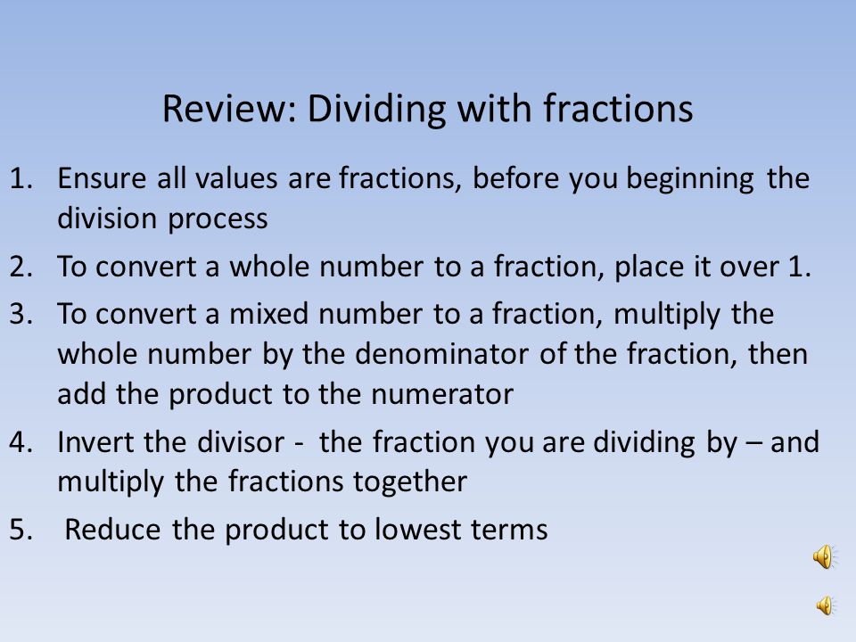 Review: Dividing with fractions