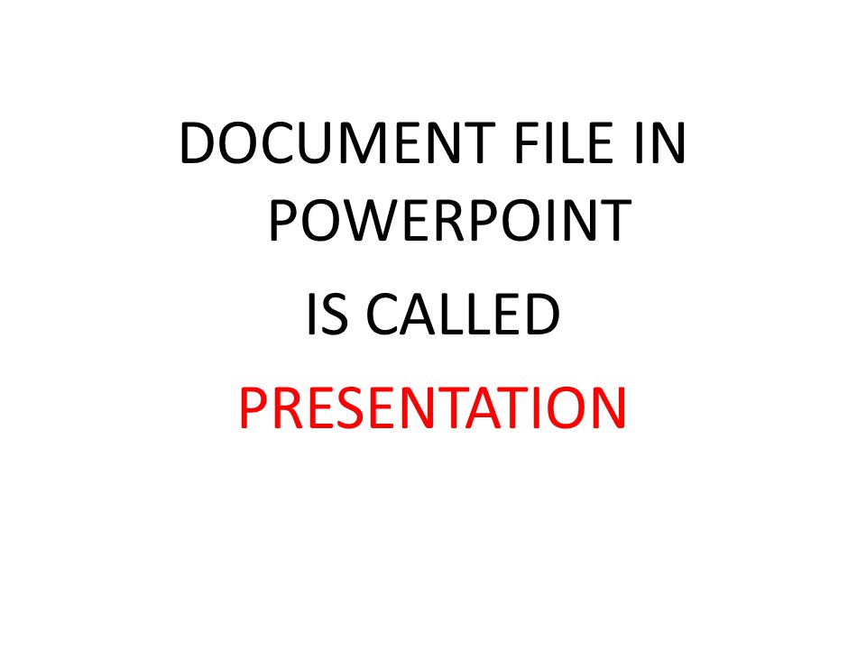 DOCUMENT FILE IN POWERPOINT IS CALLED PRESENTATION