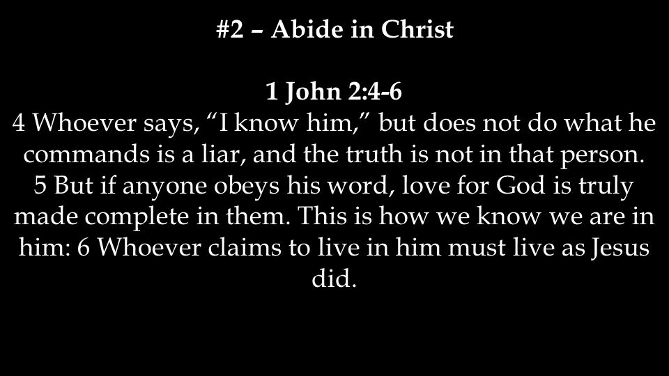 #2 – Abide in Christ 1 John 2:4-6.