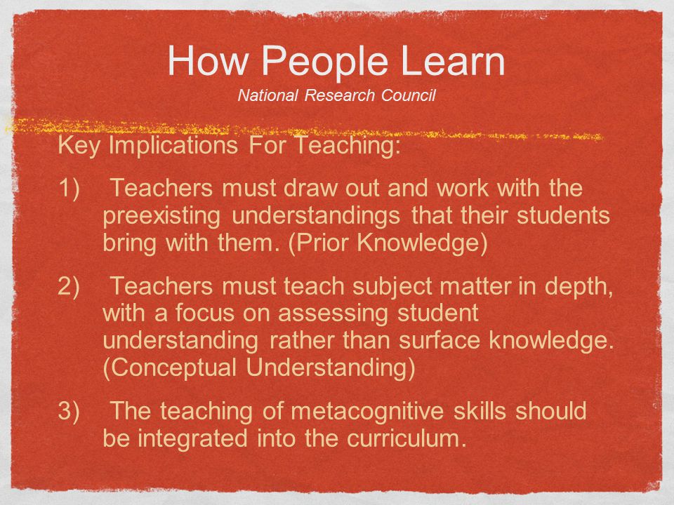 How People Learn National Research Council