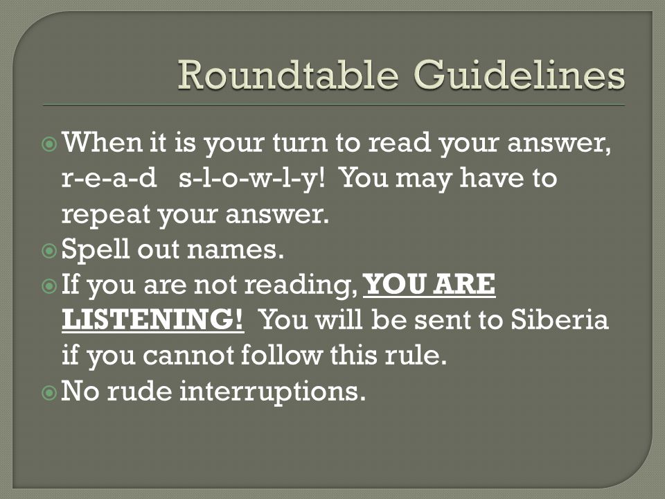 Roundtable Guidelines