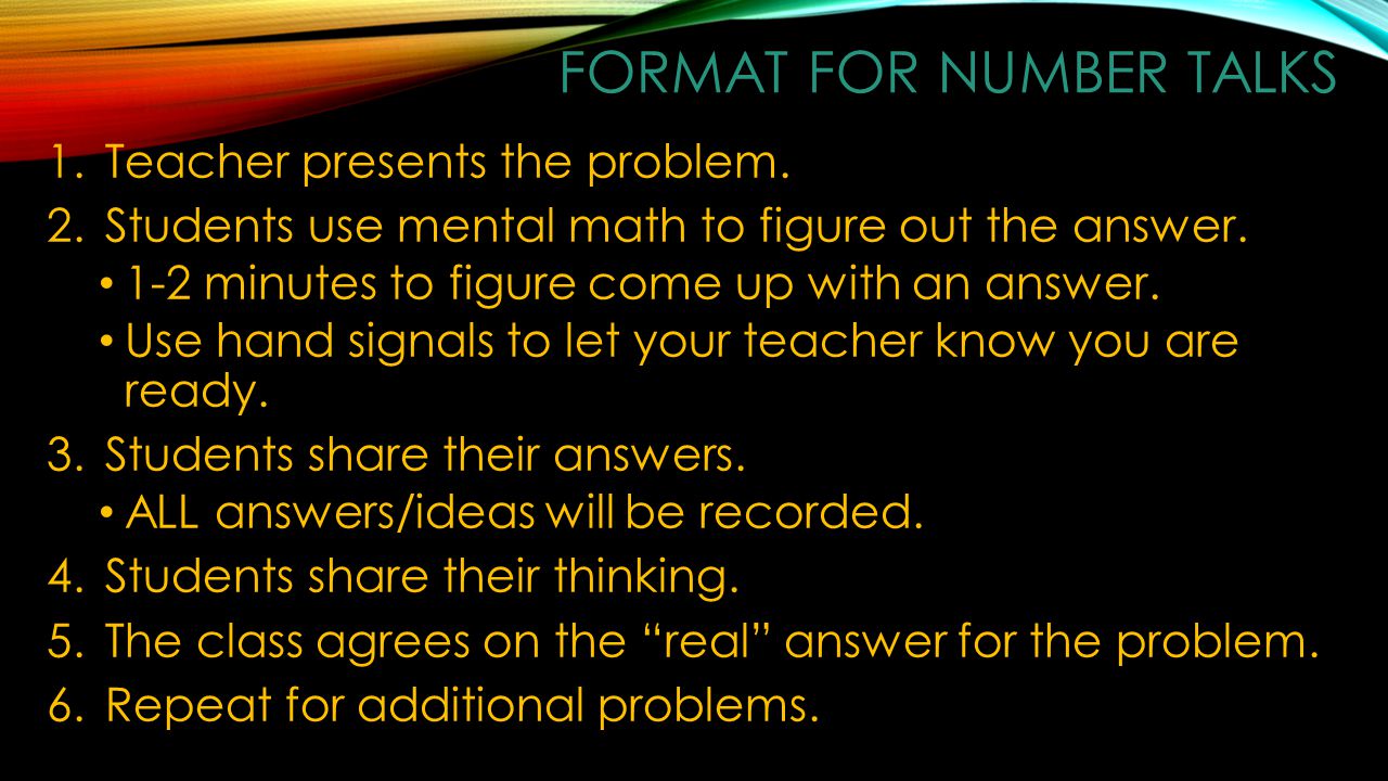 Format for Number Talks