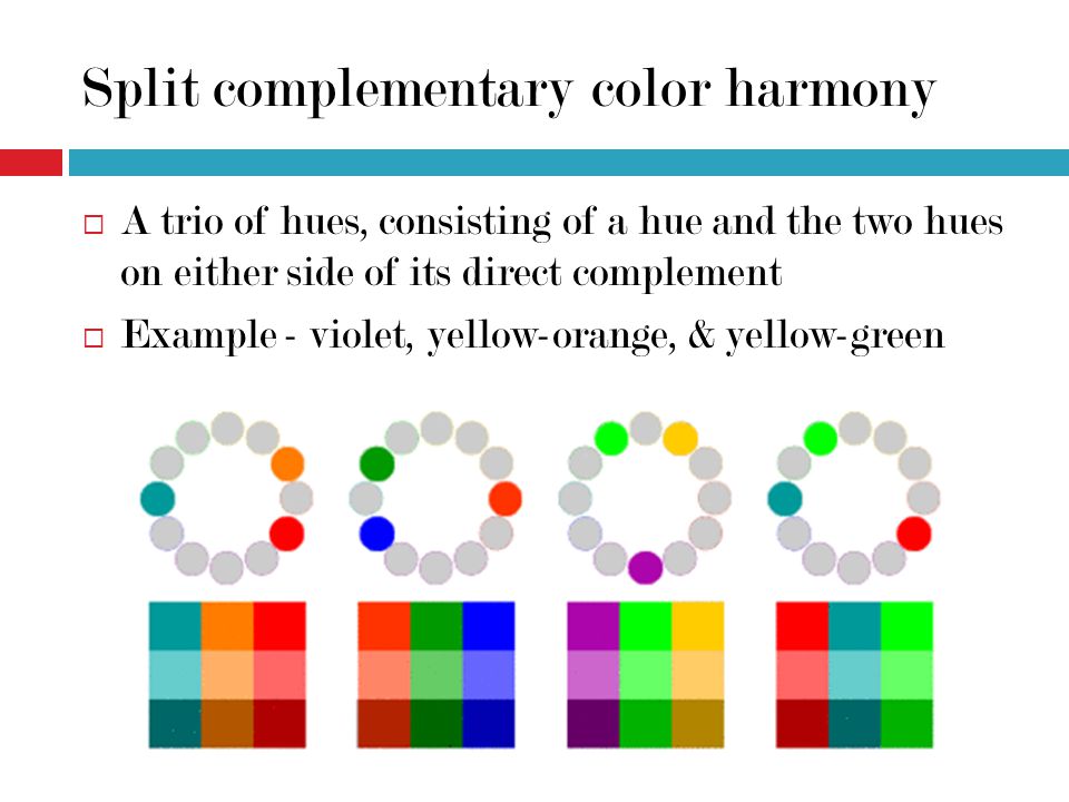 Split complementary color harmony