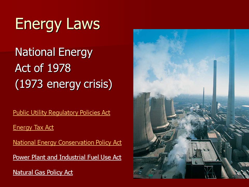 Energy Laws National Energy Act of 1978 (1973 energy crisis)