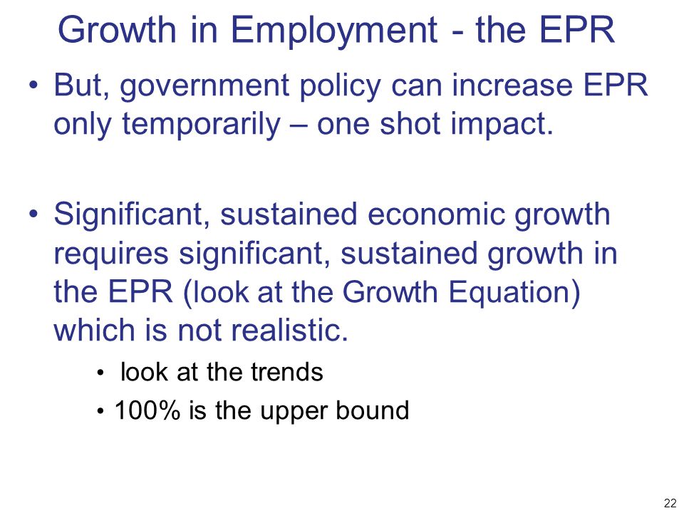 Growth in Employment - the EPR
