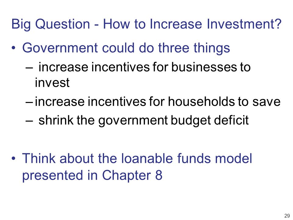 Big Question - How to Increase Investment
