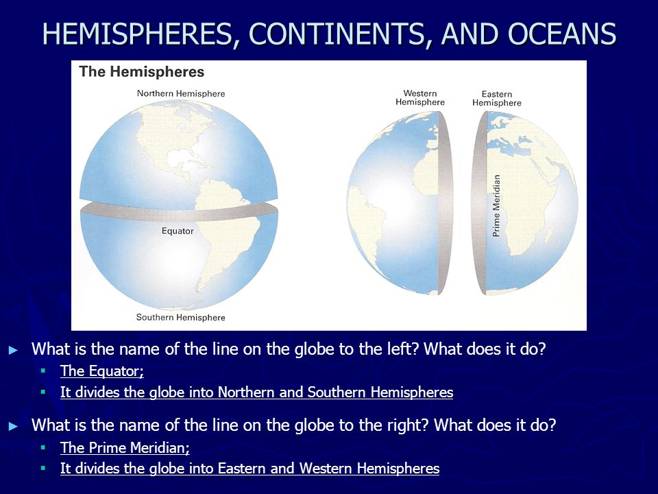 HEMISPHERES, CONTINENTS, AND OCEANS