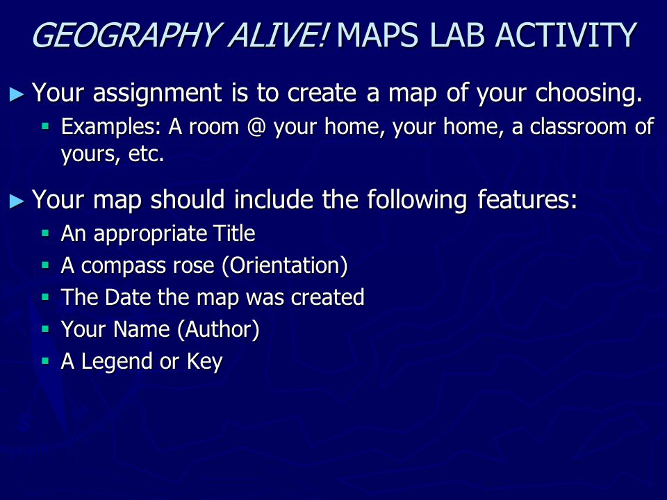GEOGRAPHY ALIVE! MAPS LAB ACTIVITY