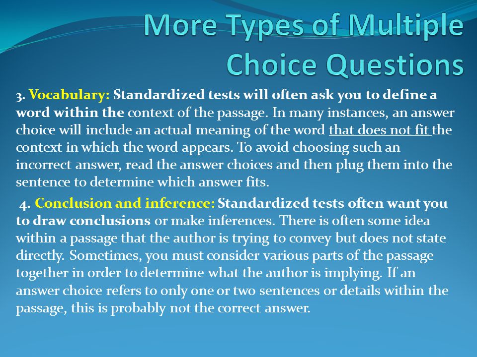More Types of Multiple Choice Questions