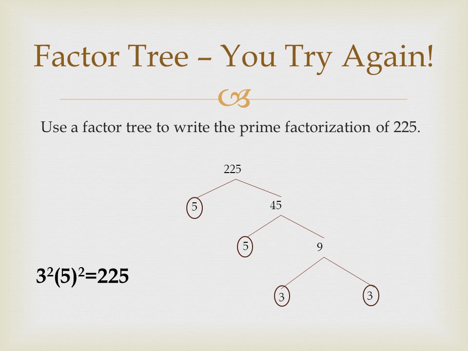 Factor Tree – You Try Again!