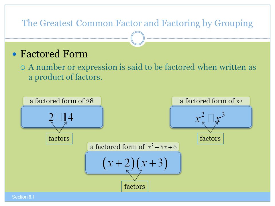 The Greatest Common Factor and Factoring by Grouping