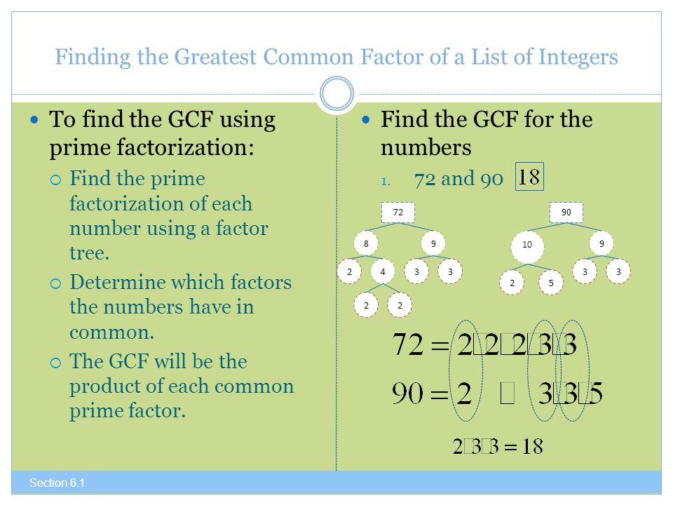 Finding the Greatest Common Factor of a List of Integers