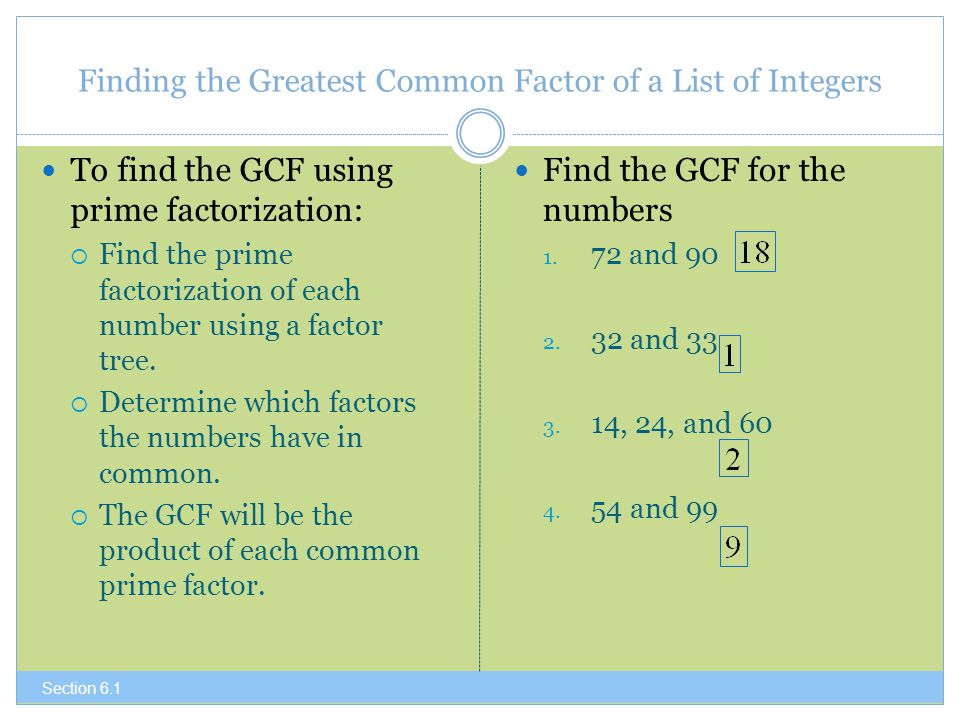 Finding the Greatest Common Factor of a List of Integers