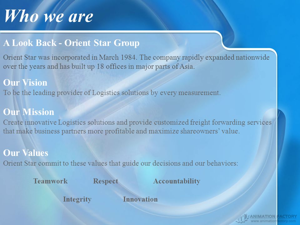 Who we are A Look Back - Orient Star Group Our Vision Our Mission