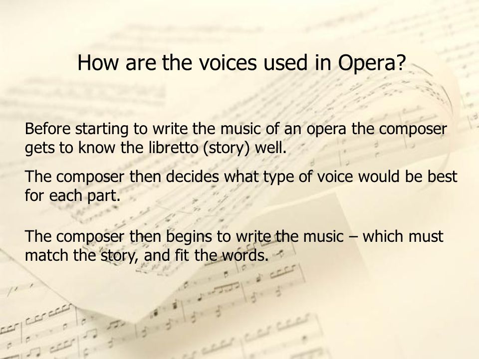 How are the voices used in Opera