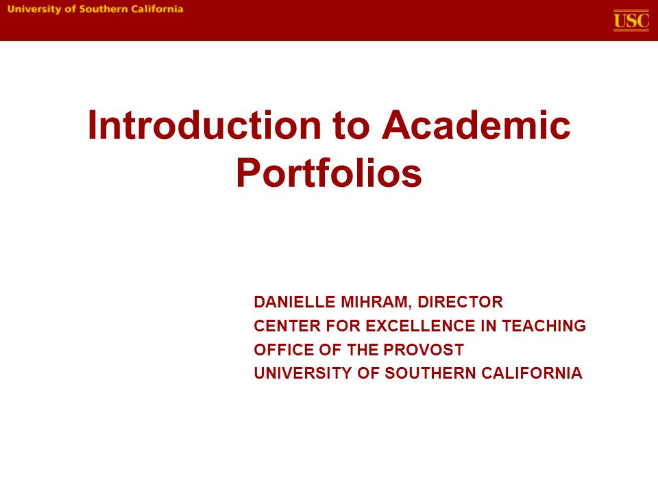 Introduction to Academic Portfolios