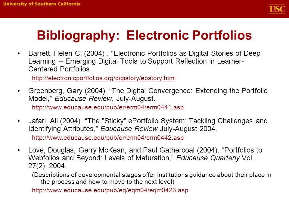 Bibliography: Electronic Portfolios
