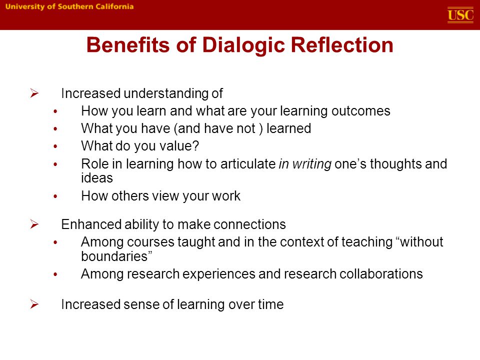 Benefits of Dialogic Reflection