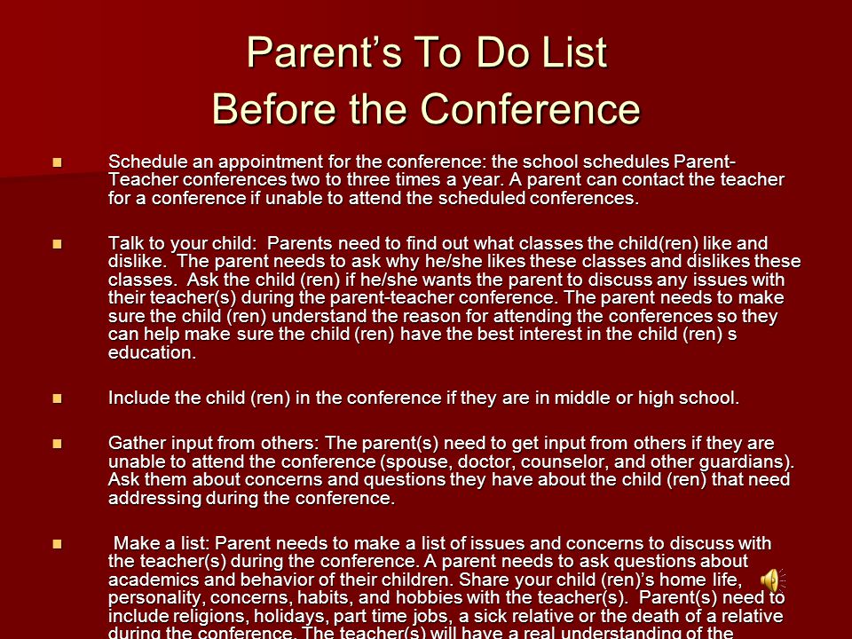 Parent’s To Do List Before the Conference