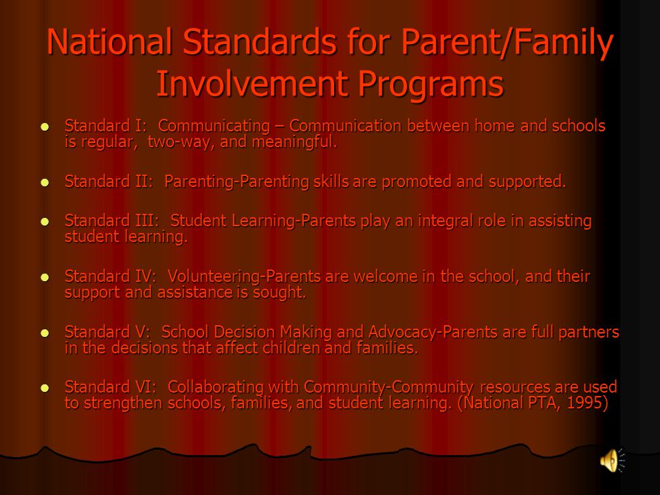 National Standards for Parent/Family Involvement Programs
