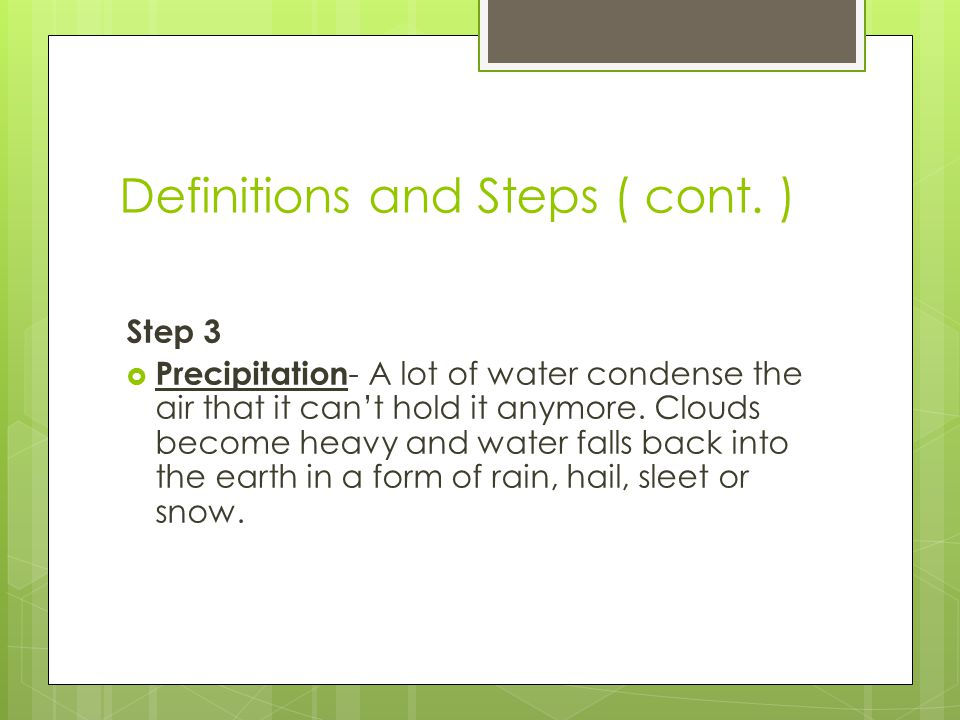 Definitions and Steps ( cont. )