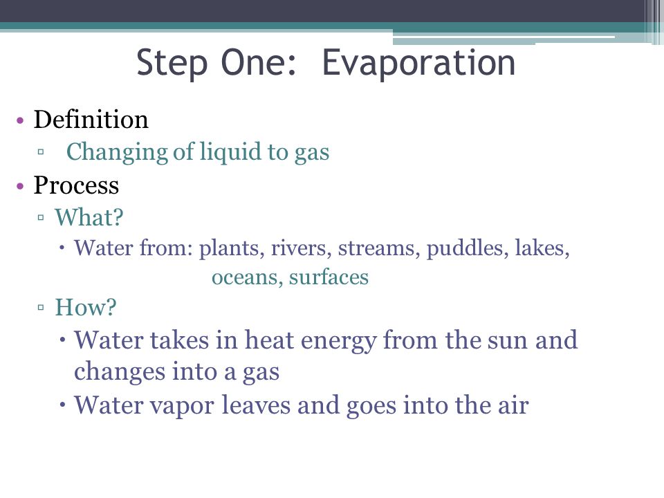 Step One: Evaporation Definition Process