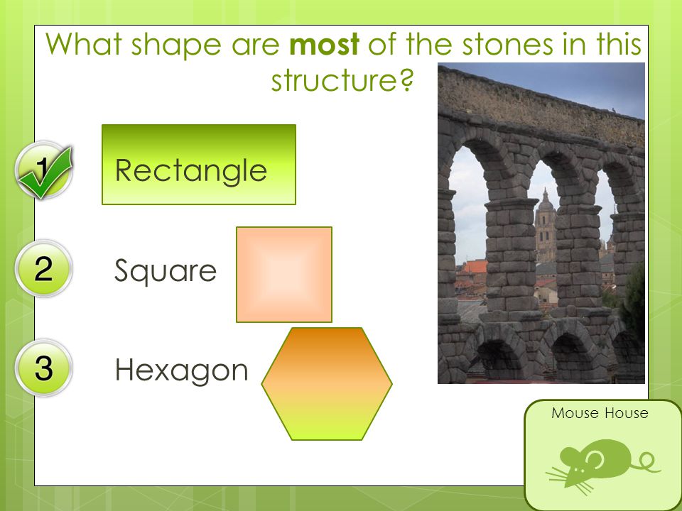 What shape are most of the stones in this structure