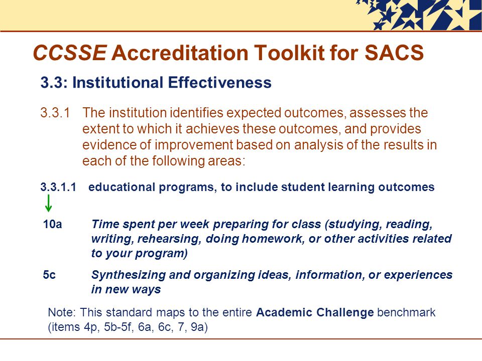 CCSSE Accreditation Toolkit for SACS