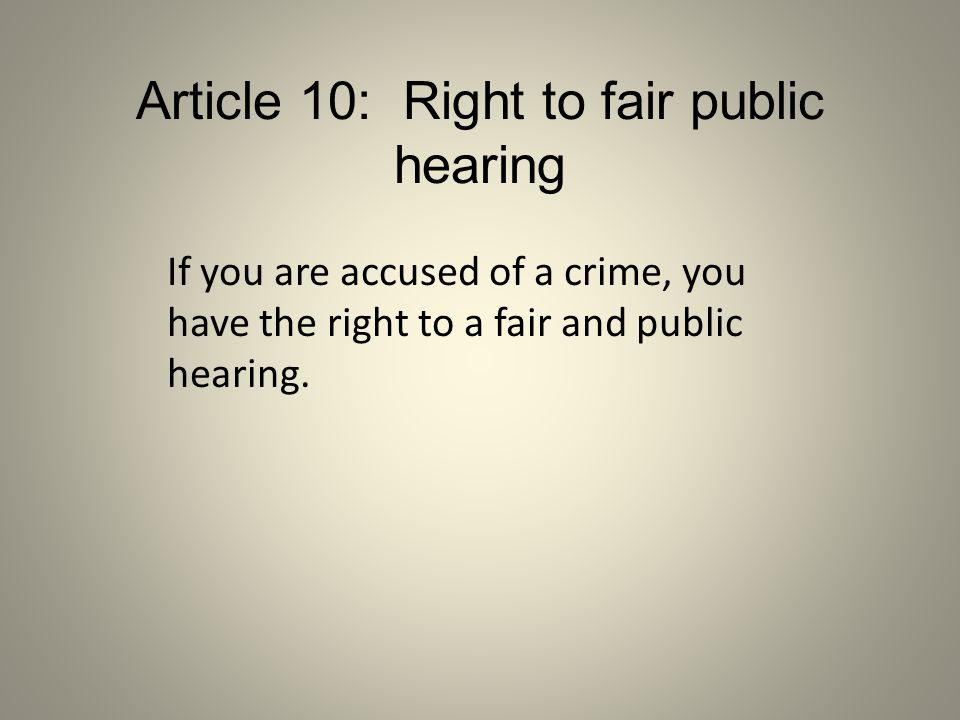 Article 10: Right to fair public hearing