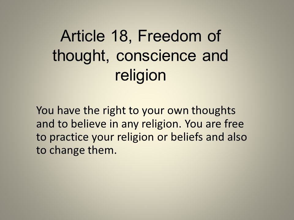 Article 18, Freedom of thought, conscience and religion