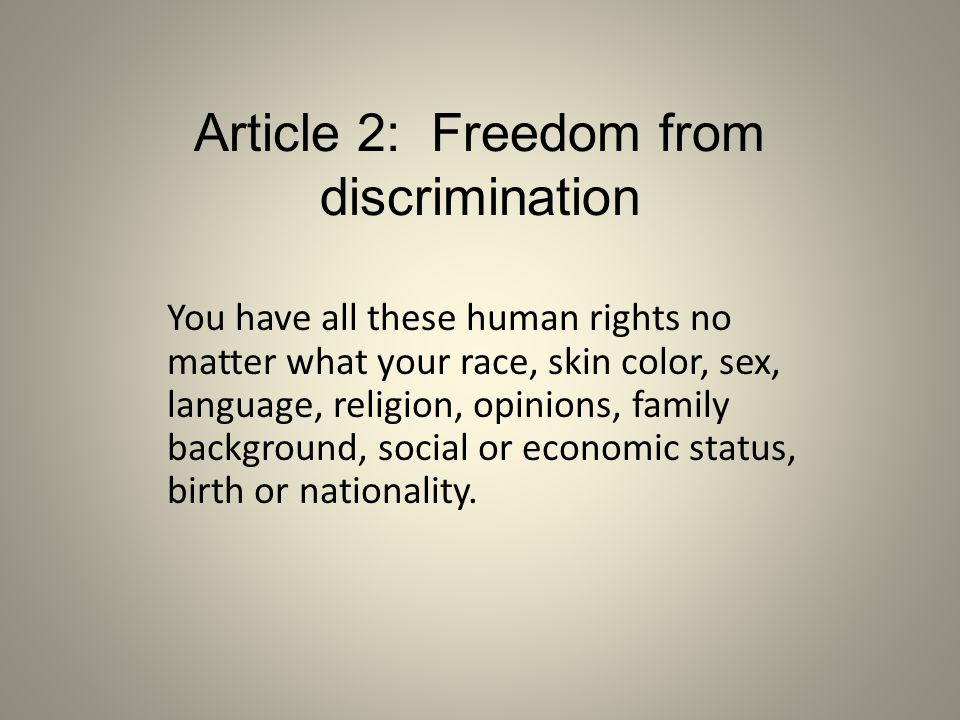Article 2: Freedom from discrimination