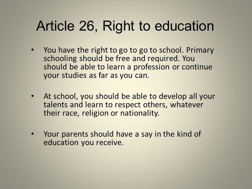 Article 26, Right to education