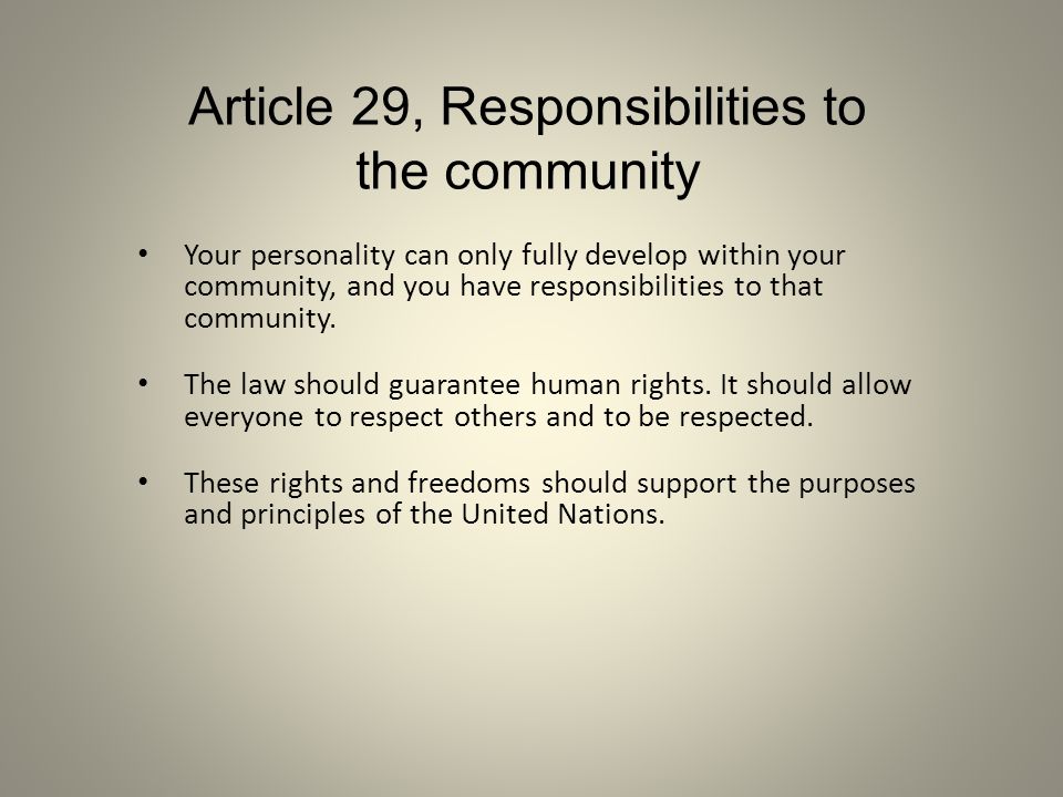 Article 29, Responsibilities to