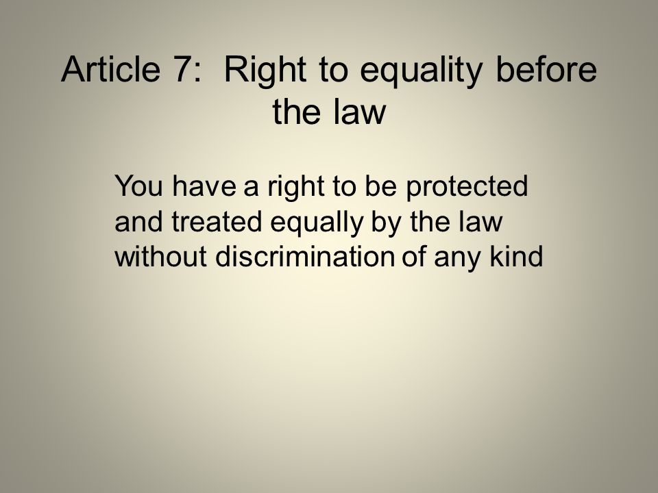 Article 7: Right to equality before the law