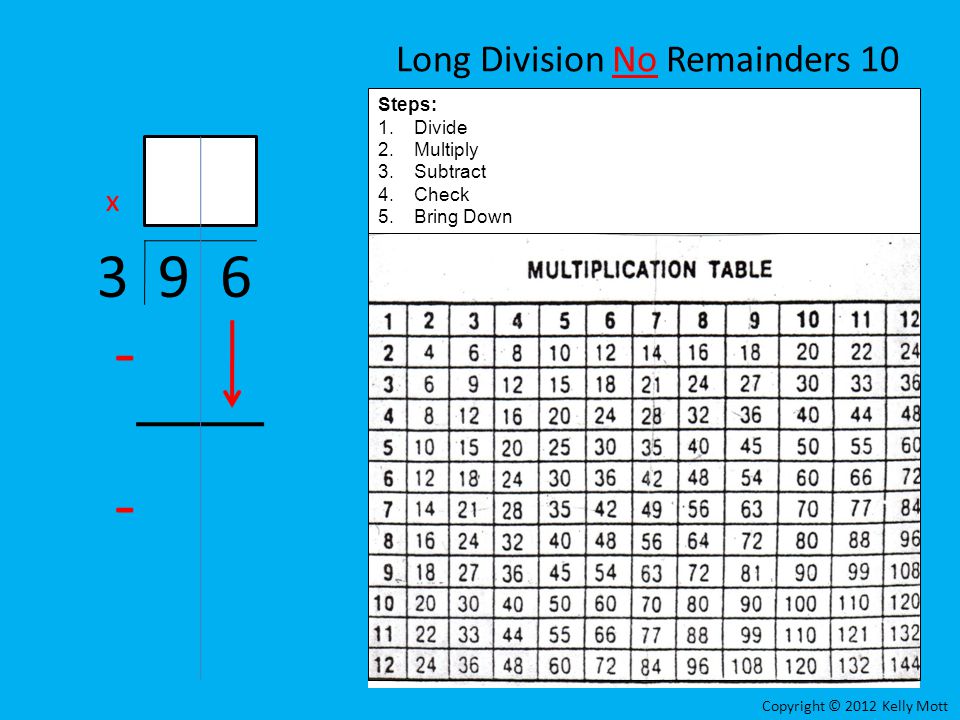 Long Division No Remainders 10