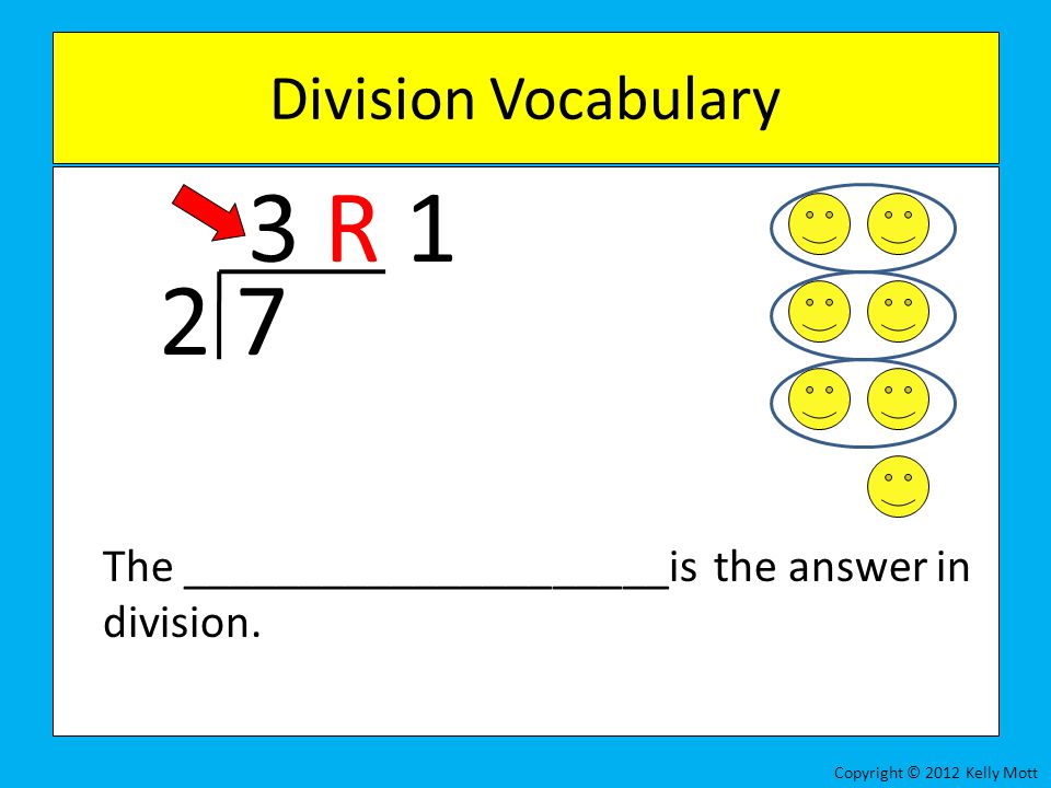 Division Vocabulary 3 R The _____________________is the answer in division.