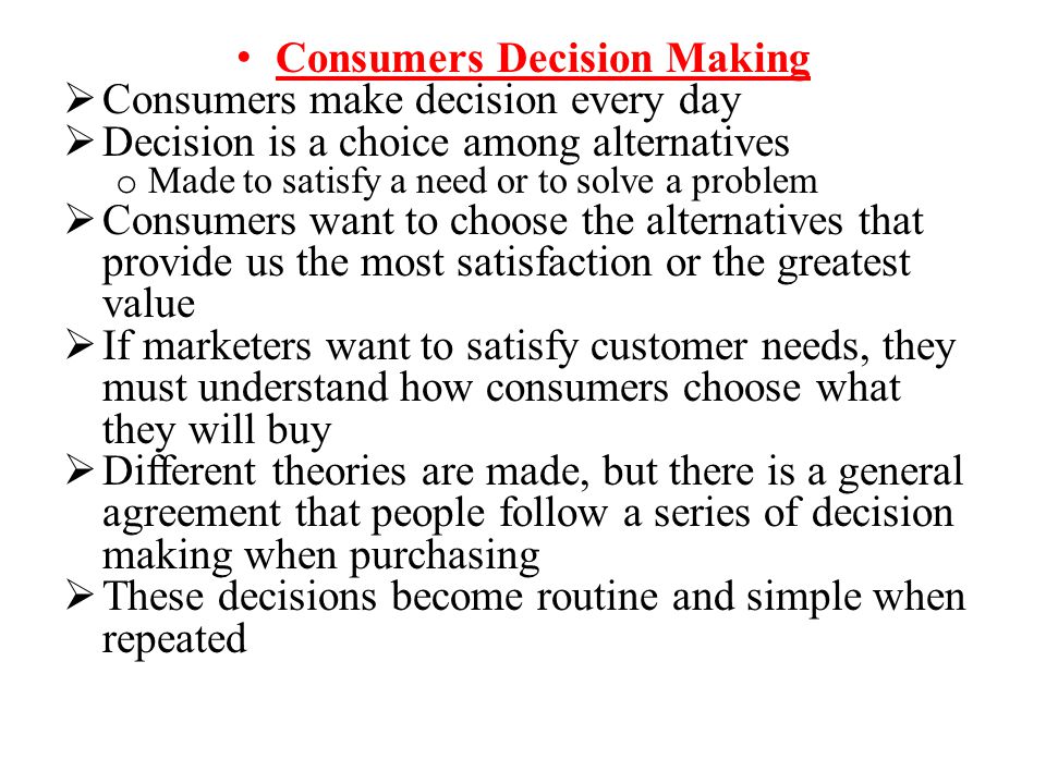 Consumers Decision Making