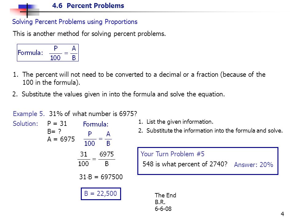 Solving Percent Problems using Proportions