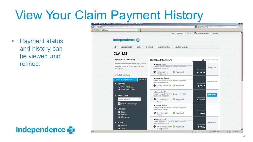 View Your Claim Payment History