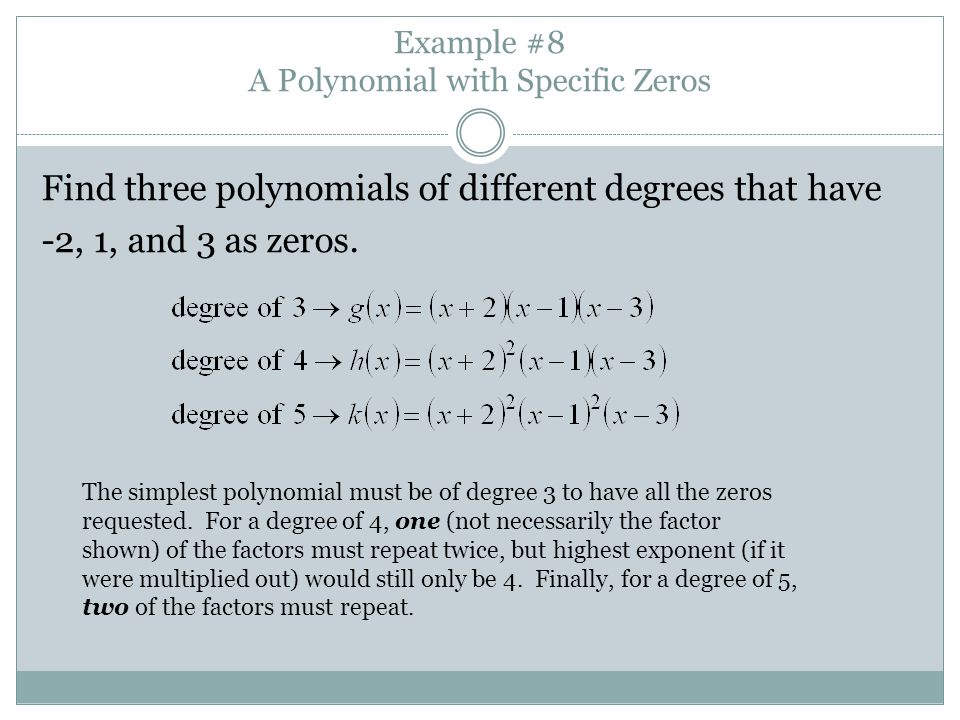 Example #8 A Polynomial with Specific Zeros