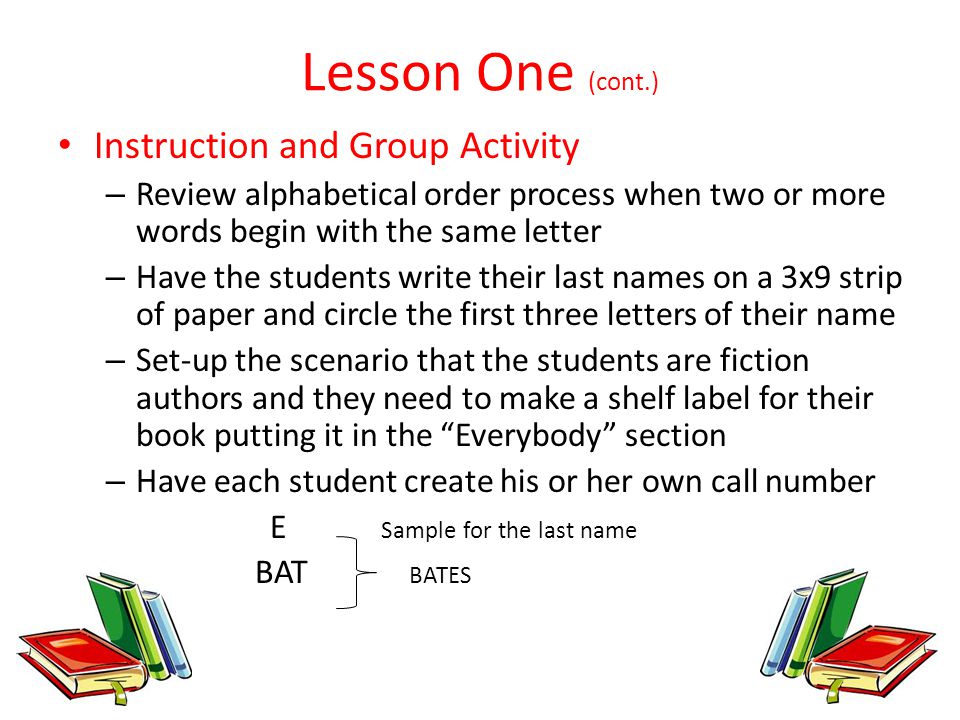 Lesson One (cont.) Instruction and Group Activity