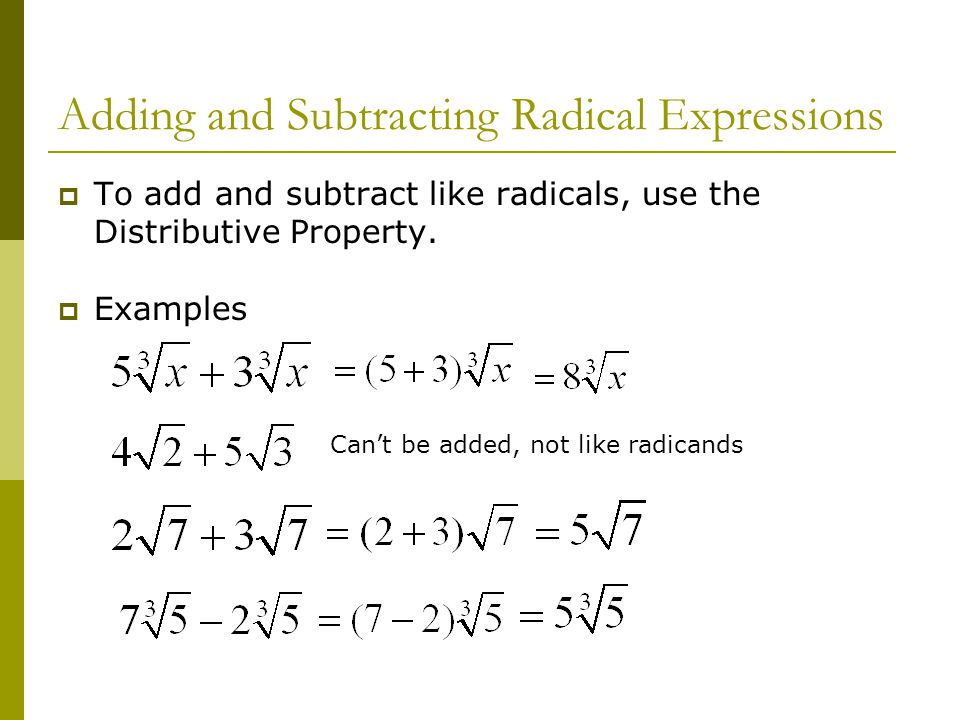 Adding and Subtracting Radical Expressions