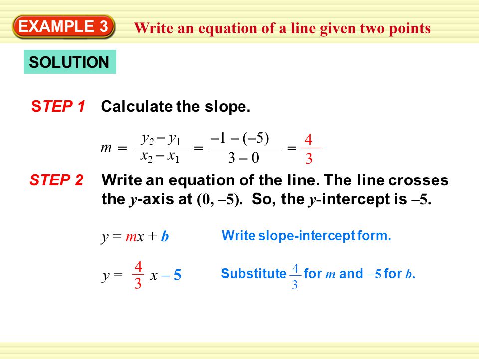 Write an equation of a line given two points