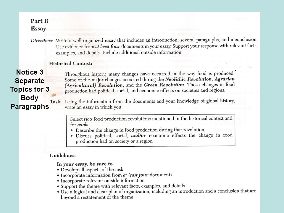 Notice 3 Separate Topics for 3 Body Paragraphs