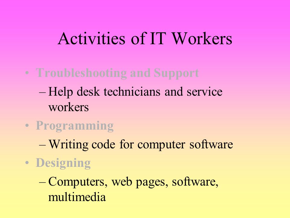 Activities of IT Workers