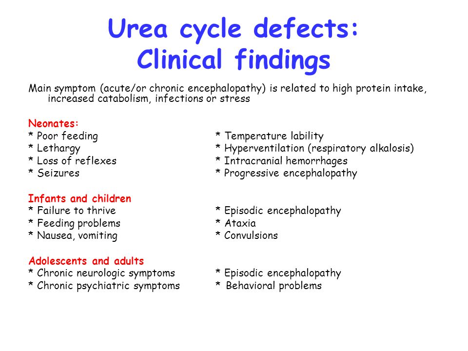 Urea cycle defects: Clinical findings