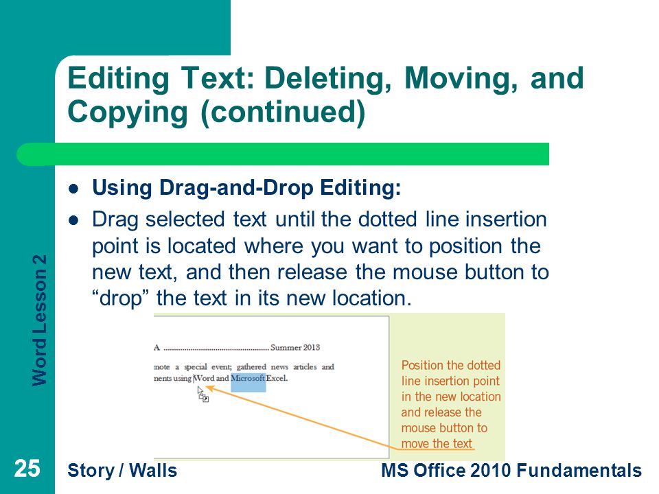 Editing Text: Deleting, Moving, and Copying (continued)