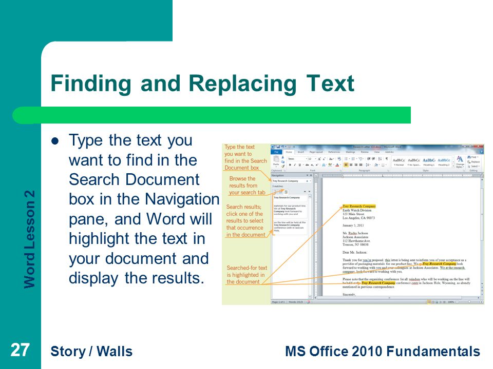 Finding and Replacing Text